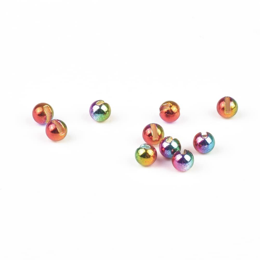MUUNN 200pcs Tungsten Slotted Beads for Fly Tying, Sink Deeper and Faster 12 Colors/13 Sizes Slotted Tungsten Beads Fly Tying Beads Head Fly Tying Materials(Rainbow,3.0mm)