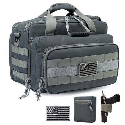 DBTAC Gun Range Bags Deluxe Middle Size | Tactical 2~4 Pistol Shooting Range Duffle Bag with Lockable Zipper for Handguns and Ammo (Arsenic Gray)