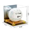 Better Display Cases Acrylic Volleyball Display Case with Mirror Case, Yellow Risers and Wood Base (B02/A027) view 2