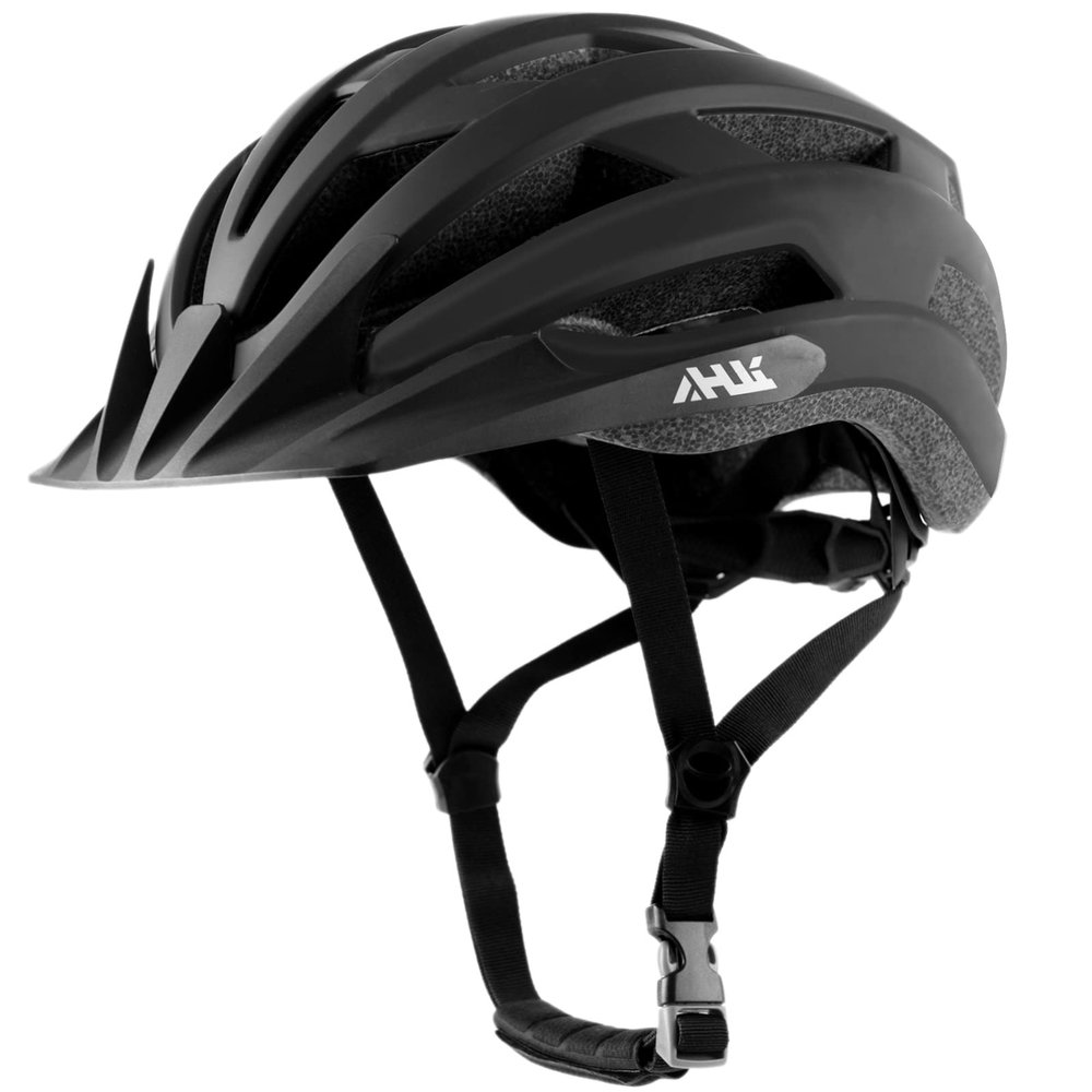 Youth Adult Road Bike Helmet, Men Women Adjustable Mountain Bicycle Helmet with Detachable Visor, 2 Sizes for Age 8-14+ Youth, Kids, Adult (Matte Black, L)