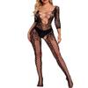 Buitifo Womens Fishnet Bodystocking Plus Size Crotchless Bodysuit Sexy Tights Soft Nightwear Lingerie (Black TSYJC,M) view 1