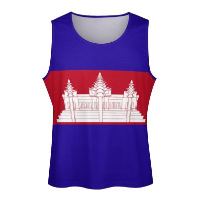 Cambodia Flag Men's Workout Tank Tops Casual Athletic Training Gym Sleeveless Vest Breathable Tops XL