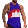 Cambodia Flag Men's Workout Tank Tops Casual Athletic Training Gym Sleeveless Vest Breathable Tops XL view 2