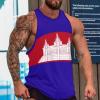 Cambodia Flag Men's Workout Tank Tops Casual Athletic Training Gym Sleeveless Vest Breathable Tops XL view 3