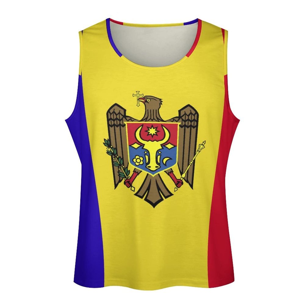 Mens Tank Tops Moldova Flag Summer Sleeveless T-Shirt Casual Quick Dry Workout Muscle Shirts Gym Workout Tanks M