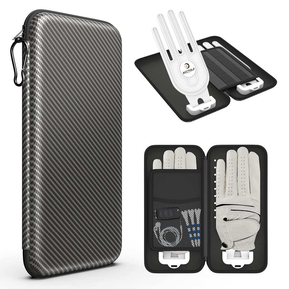 ACCTOLF Golf Glove Case, Golf Glove Case with Two Gloves Holder for Golf Bag Accessories, Golf Storage Organizer for Tees, Divot Tool, Ball Markers for Men and Women Golfer