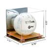 Better Display Cases Acrylic Volleyball Display Case with Mirror Case, Pink Risers and Wood Base (B02/A027) view 2