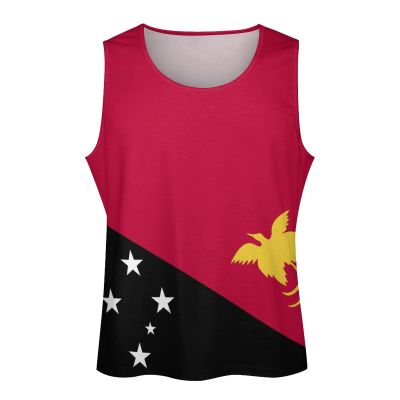 Mens Tank Tops Papua New Guinea Flag Summer Sleeveless T-Shirt Casual Quick Dry Workout Muscle Shirts Gym Workout Tanks XL