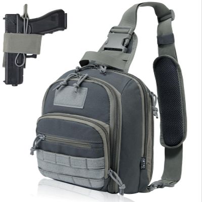 DBTAC Tactical Personal Defense Bags & Packs | 8L Tactical Bag Shoulder Chest Pack with Sling for Concealed Carry, Range, Travel, Hiking, Outdoor Sports (Arsenic Gray)