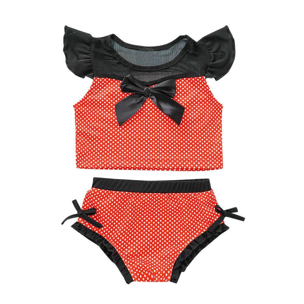 AnFeng Bikini for Kids Girls Piece Baby Printed Two Swimsuit Bikini Kids Bowknot Swimwear Outfits Dot Summer Girls Swimwear (Red, 5 Years)