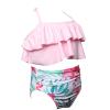 AnFeng Girls Swimsuit Two Pieces Bikini Set Girls Ruffle Floral Print Swimwear Bathing Suits Swim Suits (Pink, 2-3 Years) view 3