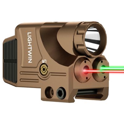 LIGHTWIN Red Green Laser Beams with 600 Lumens Flashlight for Pistols, 3 in1 Laser Light Combo, Tactical USB Rechargeable Laser Sight, Strobe & Steady Flashlight for Picatinny Rail