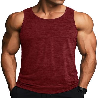 MAGCOMSEN Running Tank Top Men Dry Fit Gym Tank Tops Sleeveless T Shirts Workout Sports Tank Undershirts Athletic Tank Tops Dark Orange