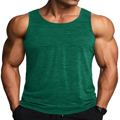 MAGCOMSEN Swim Tank Top Men Gym Dry Fit Sleeveless Muscle Shirts for Men Athletic Workout Active Tank Top Jade Green