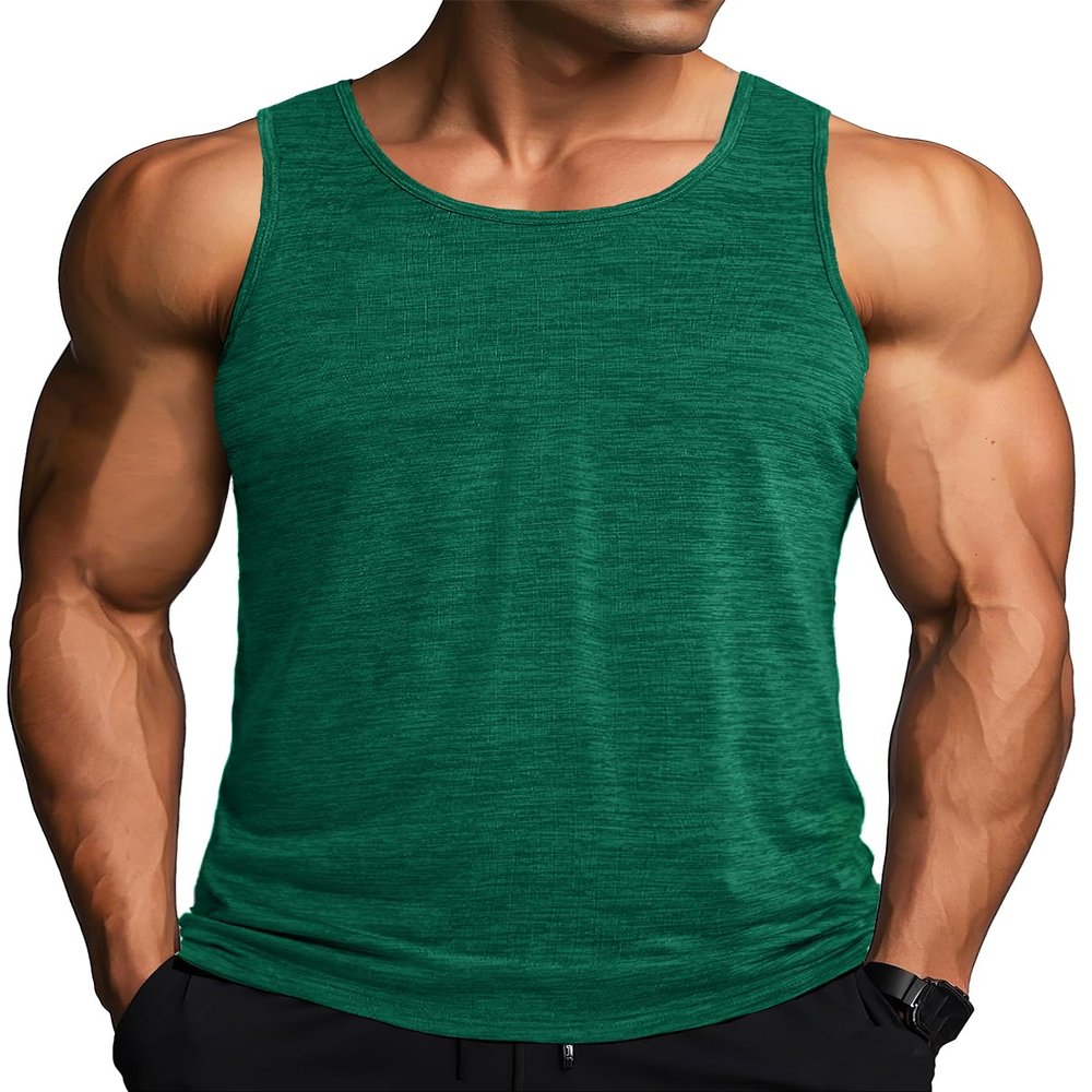 MAGCOMSEN Swim Tank Top Men Gym Dry Fit Sleeveless Muscle Shirts for Men Athletic Workout Active Tank Top Jade Green