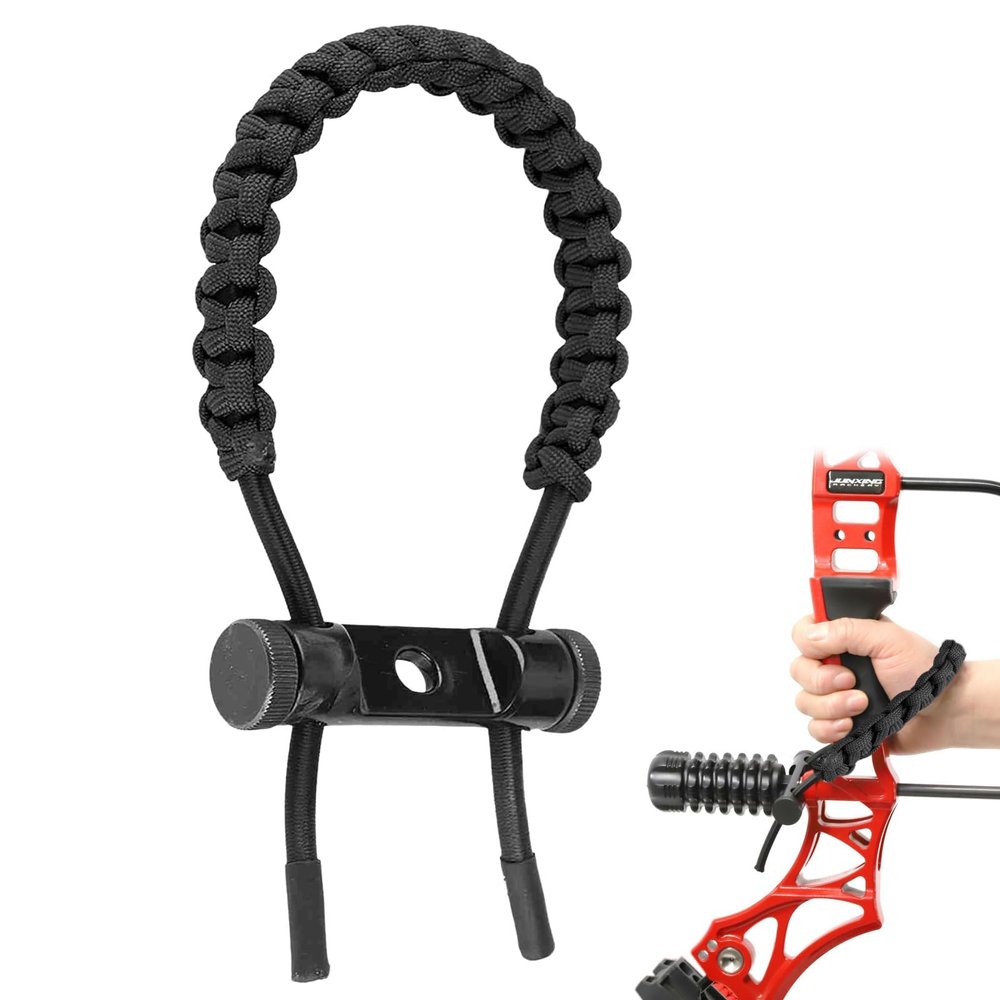 HERCHR Archery Wrist Sling, Adjustable Bow Wrist Sling Compound Bow Wrist Strap Braided Cord Rope Hunting Accessory Bow Archery Wrist Sling Archery Accessories(Black)