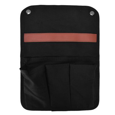 Armrest Chair Side Organizer, Camping Chair Armrest Storage Bag Folding Home Armchair Hanging Canvas Storage Bag for Outdoor Beach(Black)