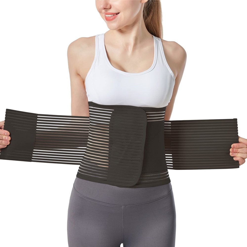 Funcy Postpartum Belly Band Breathable C Section Abdominal Binder for Post Maternity Tummy Recovery Wrap Tummy Control Belly Belt (Medium, Black)