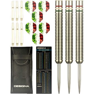 24g 90% Tungsten, Italy Italian Flag Red White & Green Patriot X Steel Tip Dart Set, Flights & Shafts Included (2 Sets Each), w/Travel Case, 24 Grams