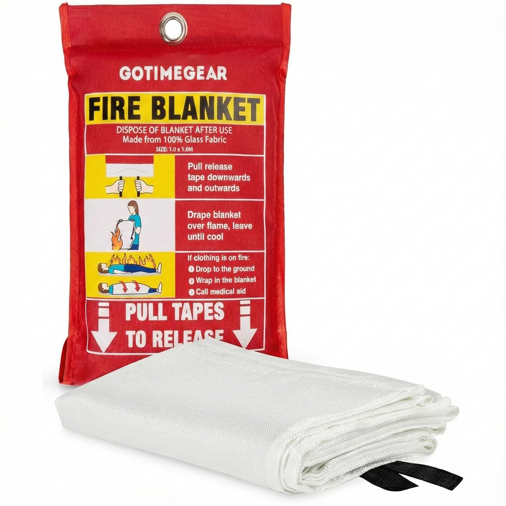 Go Time Gear Emergency Fire Blanket for Home and Kitchen, Fire Retardant Emergency Fire Blanket Kit, Survival Fireproof Blanket Up to 1,200 Degrees Fahrenheit