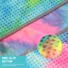 Eunzel Yoga Towel,Hot Yoga Mat Towel with Grip Dots Sweat Absorbent Non-Slip for Hot Yoga, Pilates and Workout 24" x72", Yellow & Blue & Pink view 2