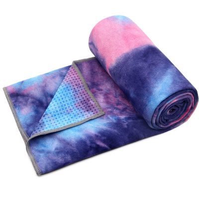 Eunzel Yoga Towel,Hot Yoga Mat Towel with Grip Dots Sweat Absorbent Non-Slip for Hot Yoga, Pilates and Workout 24" x72", Purple & Blue
