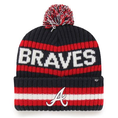 47 MLB Unisex-Adult Primary Logo Bering Cuffed Knit Pom Beanie Hat (Atlanta Braves) One Size