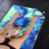 Eunzel Yoga Towel,Hot Yoga Mat Towel with Grip Dots Sweat Absorbent Non-Slip for Hot Yoga, Pilates and Workout 24" x72", Green & Blue view 4