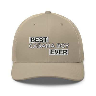 Best Cabana Boy Ever Hat - Pool Boy Gift, My Cabana Boy, Outdoors Beach, Trucker Hat Mesh Cap Adjustable Men Khaki