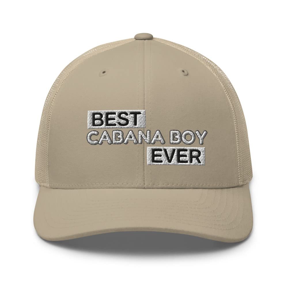 Best Cabana Boy Ever Hat - Pool Boy Gift, My Cabana Boy, Outdoors Beach, Trucker Hat Mesh Cap Adjustable Men Khaki
