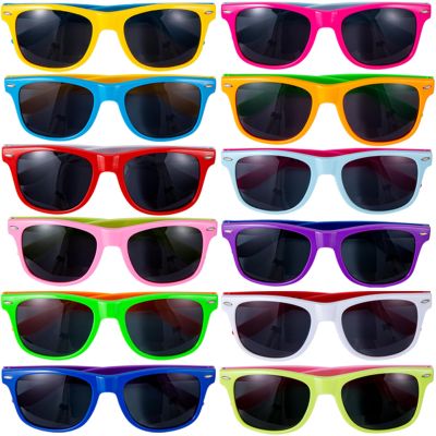 KOMENDANT 12 Pack 12 Colors Neon Sunglasses Party Favors 80s Retro Style Sun Glasses for Beach Pool,Carnival,Party Favors,Birthday Party,Bulk Pack Sunglasses for Adults And Kids