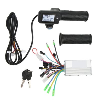 FOUF 36V 48V 350W Electric Brushless DC Motor Kit, LCD Panel Brushless Motor Controller Kit Throttle Grip Handlebar Throttle Control Grips Cover for Electric Bike Scooter Tricycle