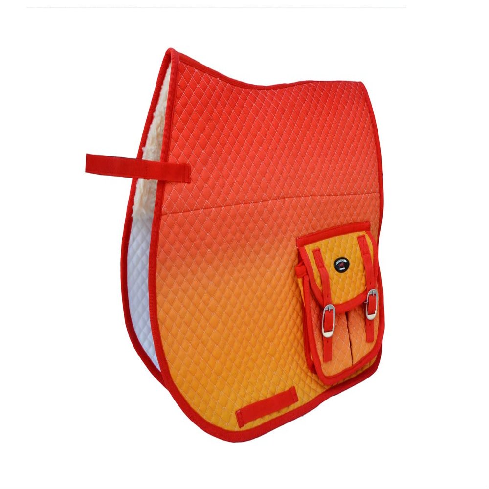 CHALLENGER Horse English Quilted Fur Padded All-Purpose Saddle Pad Ombre w/Pockets 72162