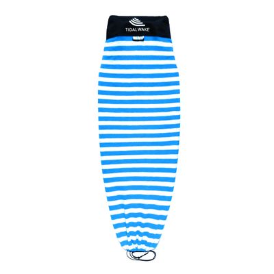 Tidal Wake TAG-IT 58" Snub Nose Surf & Wake Board Sock - Soft Wakesurf/Wakeboard Bag with Built-in Name Tab, Customizable Wake Surfboard/Wakeboard Cover Protects Your Board -Ocean Blue & White