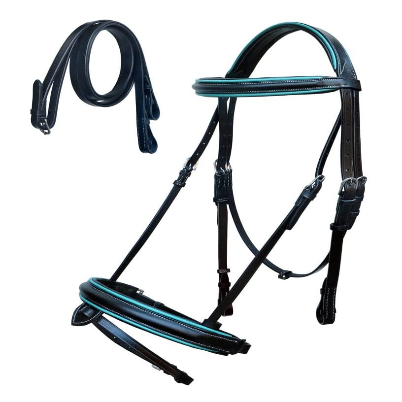 CHALLENGER Horse English Cob English All-Purpose Trail Black Leather Bridle Reins 803AX09TR-C