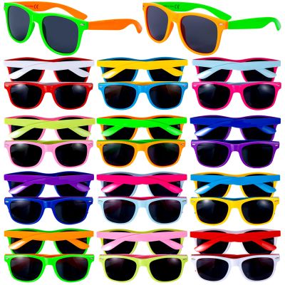 KOMENDANT 24 Pack 12 Colors Neon Sunglasses Party Favors 80s Retro Style Sun Glasses for Beach Pool,Carnival,Party Favors,Birthday Party,Bulk Pack Sunglasses for Adults And Kids