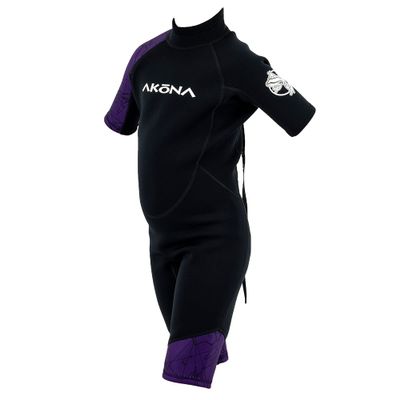 AKONA Kid's Wetsuit Shorty 3/2mm with Back Zip for Simming, Surfing, Paddling, Snorkling, or Diving Sizes Todlers to Teenagers - Purple - 12