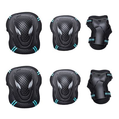Magik Wrist Knee Pads Elbow Guards Protective Gear Set for Skateboard Skate Bike (Black&Blue, L)