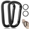 Carabiner Caribeener Clips, 3" Heavy Duty Carabiner for Hammocks, Camping Accessories, Hiking, Keychains, D Shaped Spring Hook Carabiners for Dog Leash, Harness and Key Ring, 880lbs, Black(2 PCS) view 1