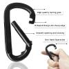 Carabiner Caribeener Clips, 3" Heavy Duty Carabiner for Hammocks, Camping Accessories, Hiking, Keychains, D Shaped Spring Hook Carabiners for Dog Leash, Harness and Key Ring, 880lbs, Black(2 PCS) view 3