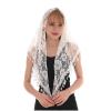 Aularso Lace Triangle Scarf Ligthweight Floral Scarf Tassel White Shawl Mantilla Soft Tulle Embroidered Church Veil Wrap for Women (White) view 2