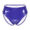 QinCiao Women's Shiny Latex Wet Look Booty Shorts High Waisted Zipper Crotch Cheeky Hot Pants Shiny Blue XX-Large view 1