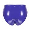 QinCiao Women's Shiny Latex Wet Look Booty Shorts High Waisted Zipper Crotch Cheeky Hot Pants Shiny Blue XX-Large view 2