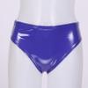 QinCiao Women's Shiny Latex Wet Look Booty Shorts High Waisted Zipper Crotch Cheeky Hot Pants Shiny Blue XX-Large view 3