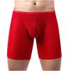 Ctreela Men's Mesh Long Boxer Briefs Sexy Breathable Underwear See-Through Trunks Low Rise Knickers Fishnet Panties Red view 1