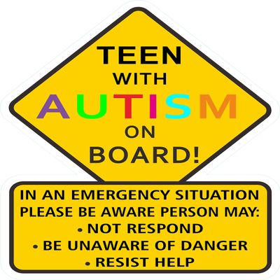 1 pcs Teen with Autism Awareness - 5 inches - Car Truck Decal Sticker. Alert Responders