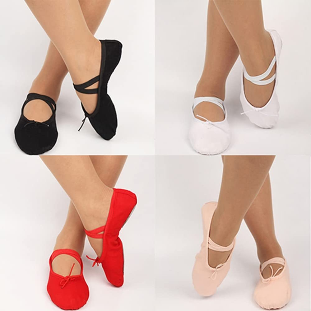 Ballet Shoes Canvas Ballet Flats Full Sole Dance Slippers Gymnastics Dancing Slippers for Girls Toddlers Women, Ballet Practice Shoes, Yoga Shoes for Dancing White 38