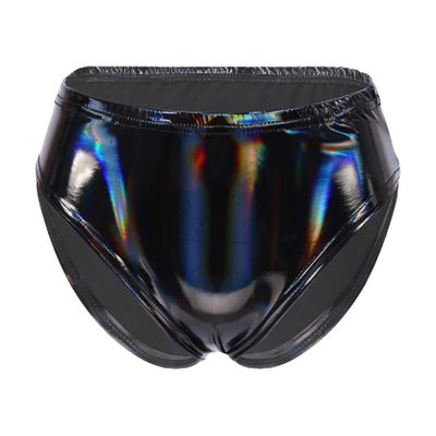 Loloda Women's Sexy Leather Wetlook High-Waisted Booty Shorts Hot Pants Night Party Clubwear Shiny Black A X-Large