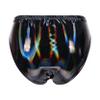 Loloda Women's Sexy Leather Wetlook High-Waisted Booty Shorts Hot Pants Night Party Clubwear Shiny Black A X-Large view 3