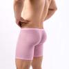 Ctreela Men's Mesh Long Boxer Briefs Sexy Breathable Underwear See-Through Trunks Low Rise Knickers Fishnet Panties Pink view 4
